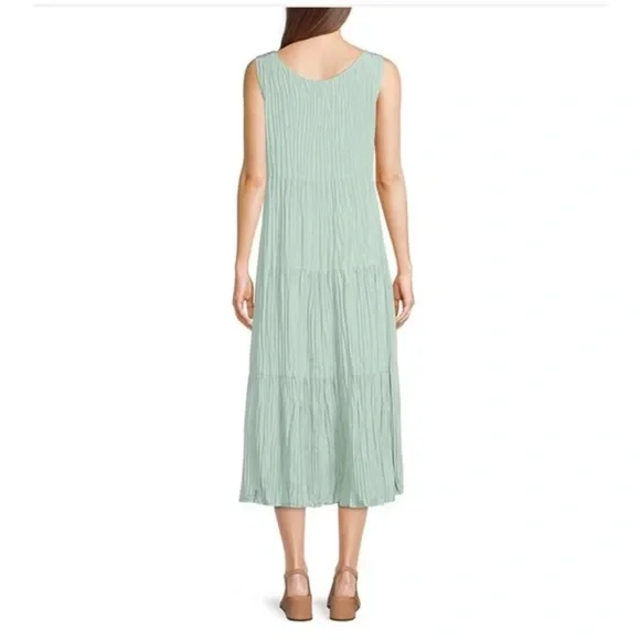 knee length dresses for ladies Eileen Fisher Crushed Silk Tiered Dress  BLU'S